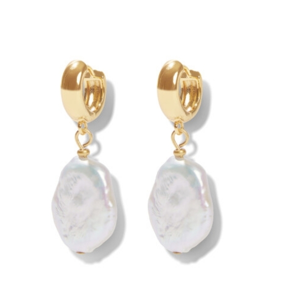 Our Spare Change Isla 18K Gold Plated Freshwater Pearl Drop Earrings - Picture 3 of 7